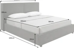 Komfortables Boxbett ROCCO 180x200cm dunkelgrau Cord mit Stauraum und Lattenrost