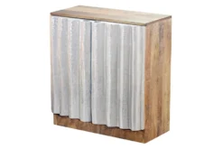 Kompaktes Sideboard ZALVERO 80cm natur silber Mangoholz mit Metall-Aluminium Front