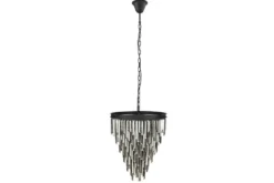 Luxus Kronleuchter KRISTALL 50cm grau mit Glasprismen schwarz Eisen Hängelampe