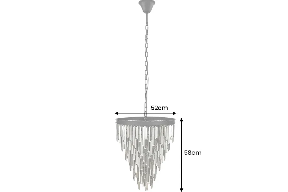 Luxus Kronleuchter KRISTALL 50cm grau mit Glasprismen schwarz Eisen Hängelampe