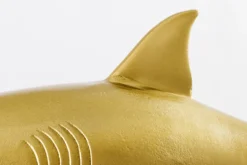 Maritime Skulptur HAI 68cm gold handmade Metall Design Haifisch