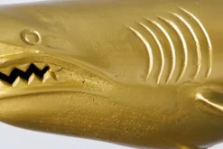 Maritime Skulptur HAI 103cm gold handmade Metall Design Haifisch