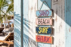 Maritimes Wandschild SURF & BEACH 110cm buntes Holzdesign Deko-Schild