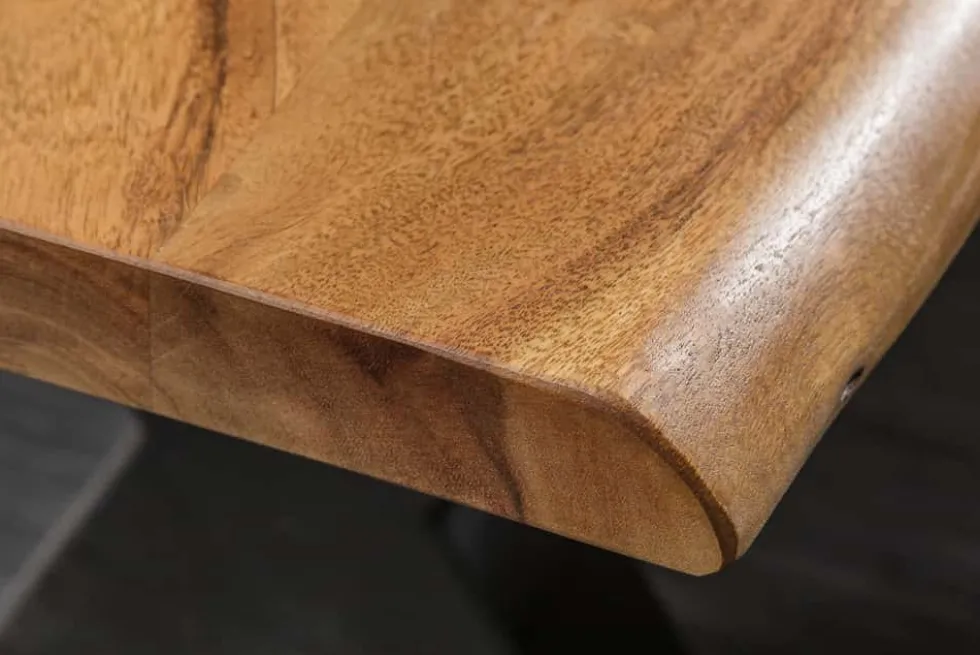 Massive Baumstamm Bank MAMMUT NATURE 160cm Akazienholz 3,5cm dicke Platte