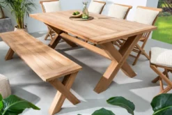 Massive Gartenbank EMPIRE TEAK 160cm natur Teakholz Outdoor-Sitzbank wetterfest