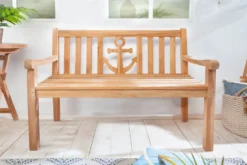 Massive Gartenbank EMPIRE TEAK 120cm Teakholz mit Ankerdesign
