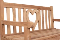 Massive Gartenbank EMPIRE TEAK Herz 120cm natur Teakholz
