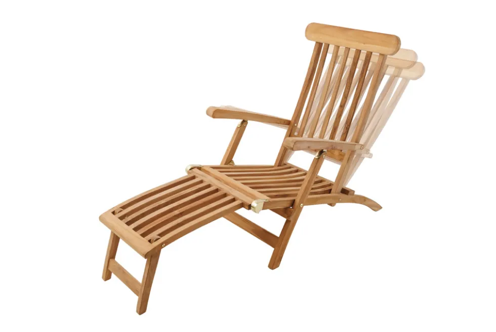 Massive Gartenliege EMPIRE TEAK 175cm natur Teakholz Deckchair verstellbar