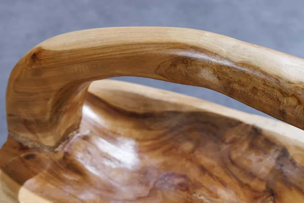 Massive Holzschale BALI 60cm Teakholz mit Griff natürliche Maserung