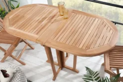 Massiver Balkontisch EMPIRE TEAK 120cm natur Teakholz klappbar Gartentisch Outdoor