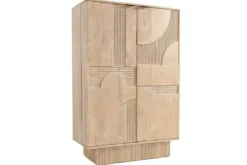 Massiver Barschrank ART DECO 140cm weiß gekälkt Mangoholz 3D-Front Highboard