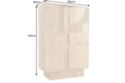 Massiver Barschrank ART DECO 140cm weiß gekälkt Mangoholz 3D-Front Highboard