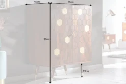 Massiver Barschrank MYSTIC LIVING 75cm Akazie braun gold Retro Design