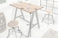 Massiver Bartisch CASTLE 120cm Wildeiche natur Stehtisch Industrial Design