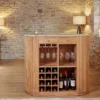 Massiver Bartisch TRES CHIC 120cm braun Mangoholz weiß Marmor mit Flaschenregal