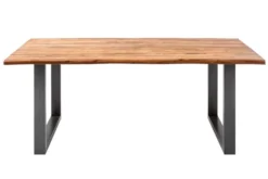 Massiver Baumstamm Esstisch GENESIS 180cm Akazie Baumkante Kufengestell Industrial Finish