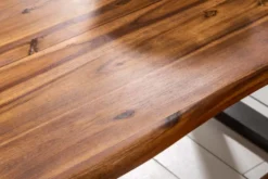 Massiver Baumstamm Esstisch GENESIS 200cm Akazie Baumkante Kufengestell Industrial Finish