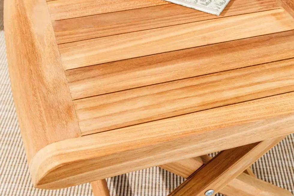 Massiver Beistelltisch EMPIRE TEAK 45cm natur Teakholz wetterfest
