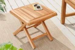Massiver Beistelltisch EMPIRE TEAK 45cm natur Teakholz wetterfest