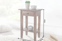 Massiver Beistelltisch HEMINGWAY 55cm coffee Mahagoniholz Shabby Chic Telefontisch