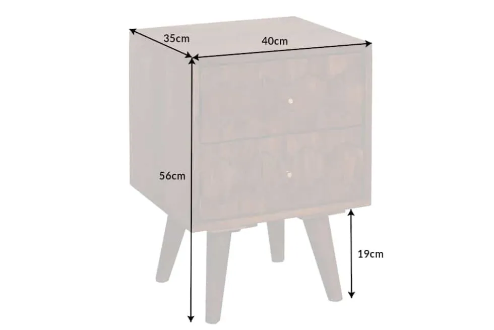 Massiver Beistelltisch MYSTIC LIVING 40cm Akazie braun 3D Oberfläche Nachttisch