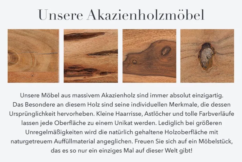 Massiver Beistelltisch ORGANIC LIVING 60cm braun Akazie Couchtisch Live Edge