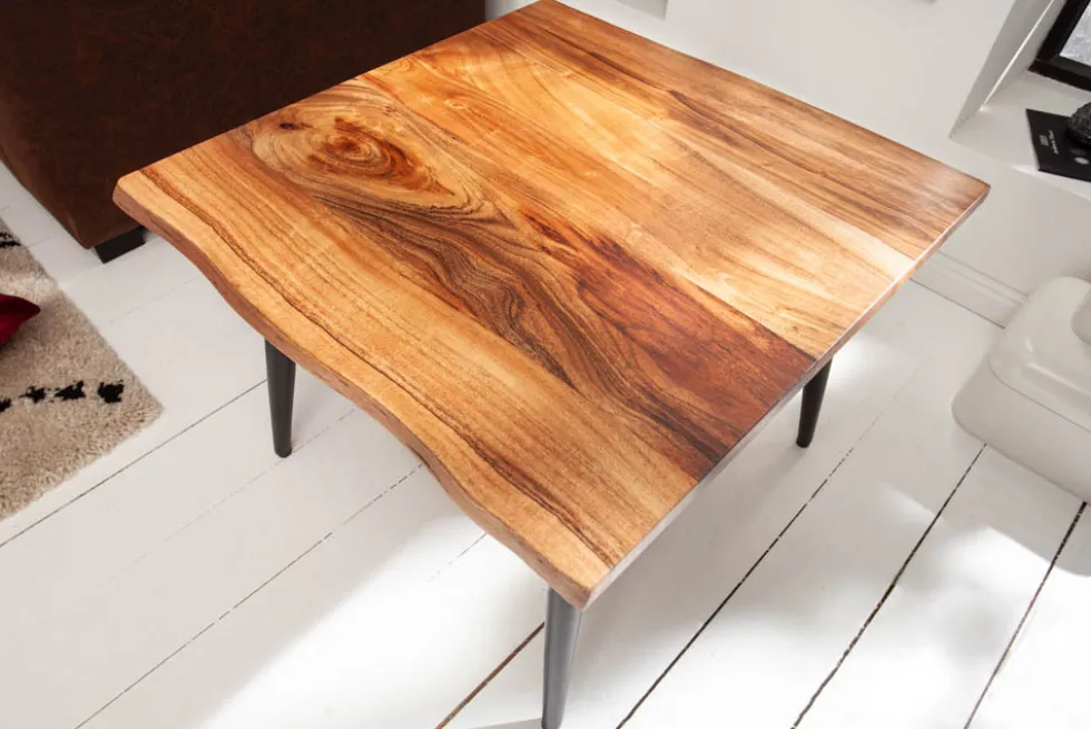 Massiver Beistelltisch ORGANIC LIVING 60cm braun Akazie Couchtisch Live Edge
