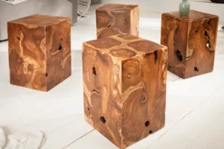 Massiver Beistelltisch SQUARE 30cm Teakholz Würfel Sitzhocker