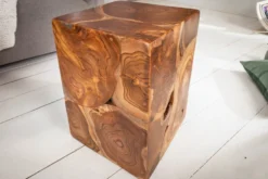 Massiver Beistelltisch SQUARE 30cm Teakholz Würfel Sitzhocker