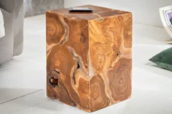 Massiver Beistelltisch SQUARE 30cm Teakholz Würfel Sitzhocker