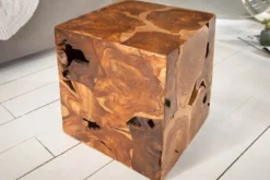 Massiver Beistelltisch SQUARE 40cm Teakholz Würfel Sitzhocker