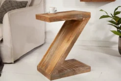 Massiver Beistelltisch Z 45cm Mangoholz Z-Form in Handarbeit gefertigt