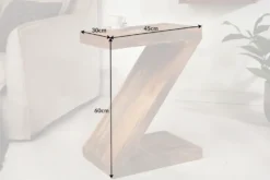 Massiver Beistelltisch Z 45cm Mangoholz Z-Form in Handarbeit gefertigt