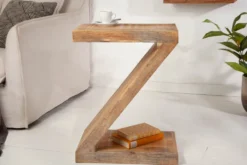 Massiver Beistelltisch Z 45cm Mangoholz Z-Form in Handarbeit gefertigt