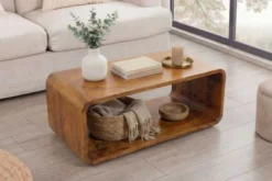 Massiver Couchtisch CUBUS 100cm braun honey finish Mangoholz handmade