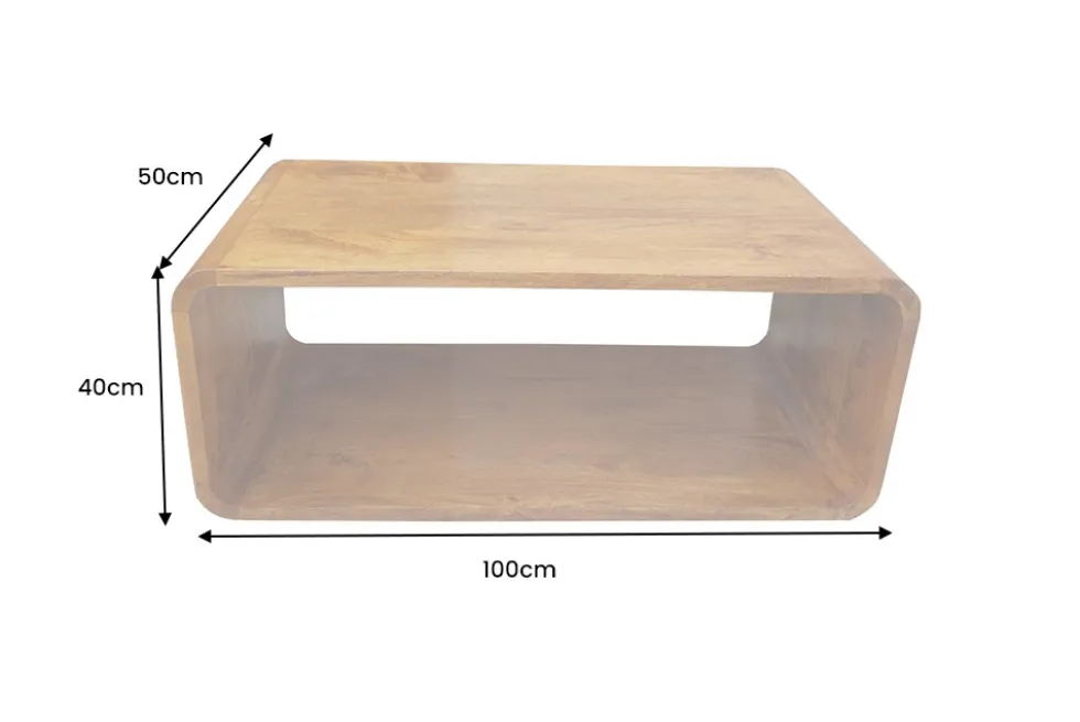Massiver Couchtisch CUBUS 100cm braun honey finish Mangoholz handmade