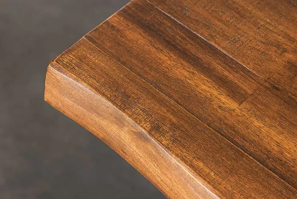 Massiver Couchtisch GENESIS 110cm braun anthrazit Akazie Baumkante Kufengestell