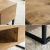Massiver Couchtisch GIANT 60cm natur Mangoholz cream finish Metall schwarz Ablage