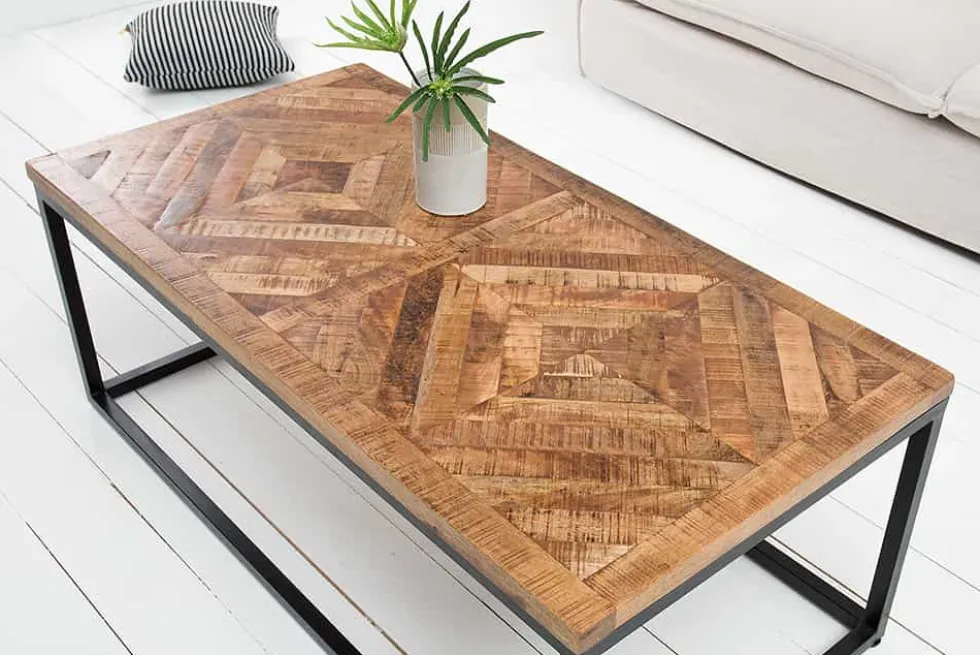 Massiver Couchtisch INFINITY HOME 100cm Mangoholz Industrial Design