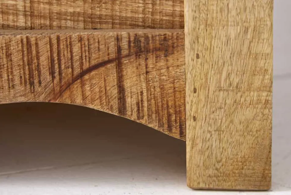 Massiver Couchtisch IRON CRAFT 70cm natur Holz Truhe mit Schubladen und Stauraum