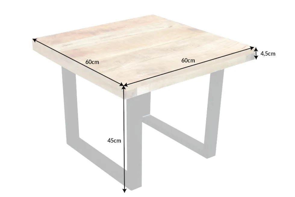 Massiver Couchtisch IRON CRAFT 60cm Mangoholz Industrial Design