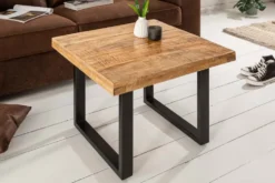 Massiver Couchtisch IRON CRAFT 60cm Mangoholz Industrial Design