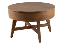 Massiver Couchtisch KYOTO 70cm braun Mangoholz im Walnuss-Design mit Stauraum