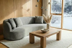 Massiver Couchtisch MAKASSAR 100cm natur Mangoholz cream finish einzigartige Maserung