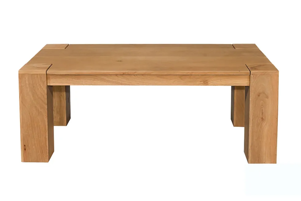 Massiver Couchtisch MAKASSAR 100cm natur Mangoholz cream finish einzigartige Maserung