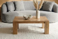 Massiver Couchtisch MAKASSAR 100cm natur Mangoholz cream finish einzigartige Maserung