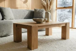 Massiver Couchtisch MAKASSAR 100cm natur Mangoholz cream finish einzigartige Maserung