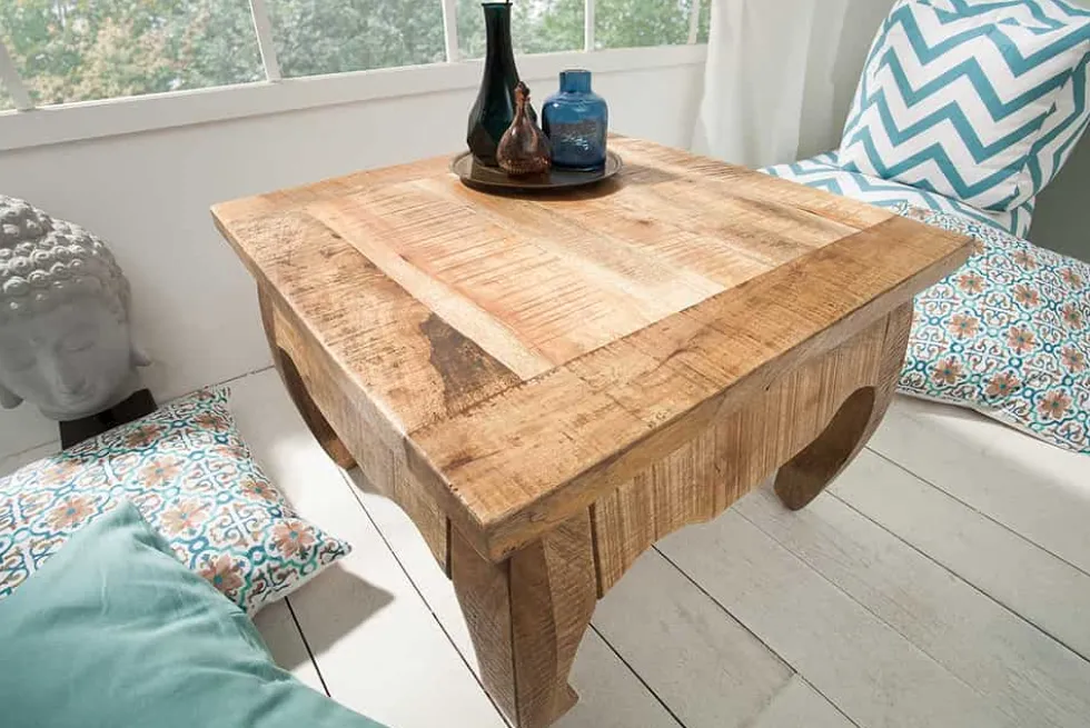 Massiver Couchtisch OPIUM ANTIQUE 60cm natur Mangoholz Beistelltisch