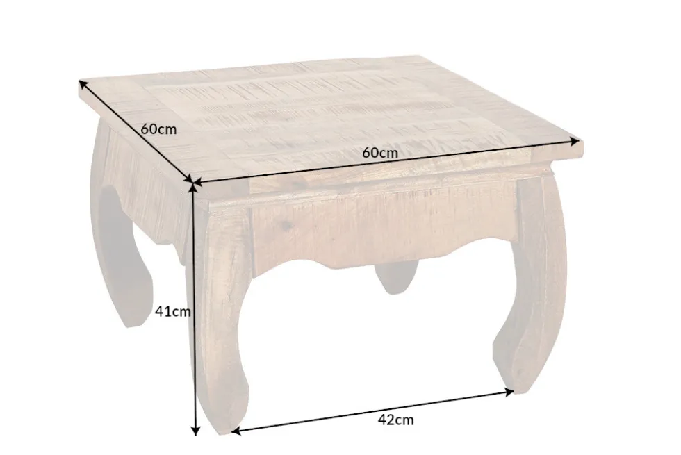 Massiver Couchtisch OPIUM ANTIQUE 60cm natur Mangoholz Beistelltisch