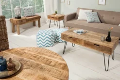 Massiver Couchtisch OPIUM ANTIQUE 60cm natur Mangoholz Beistelltisch